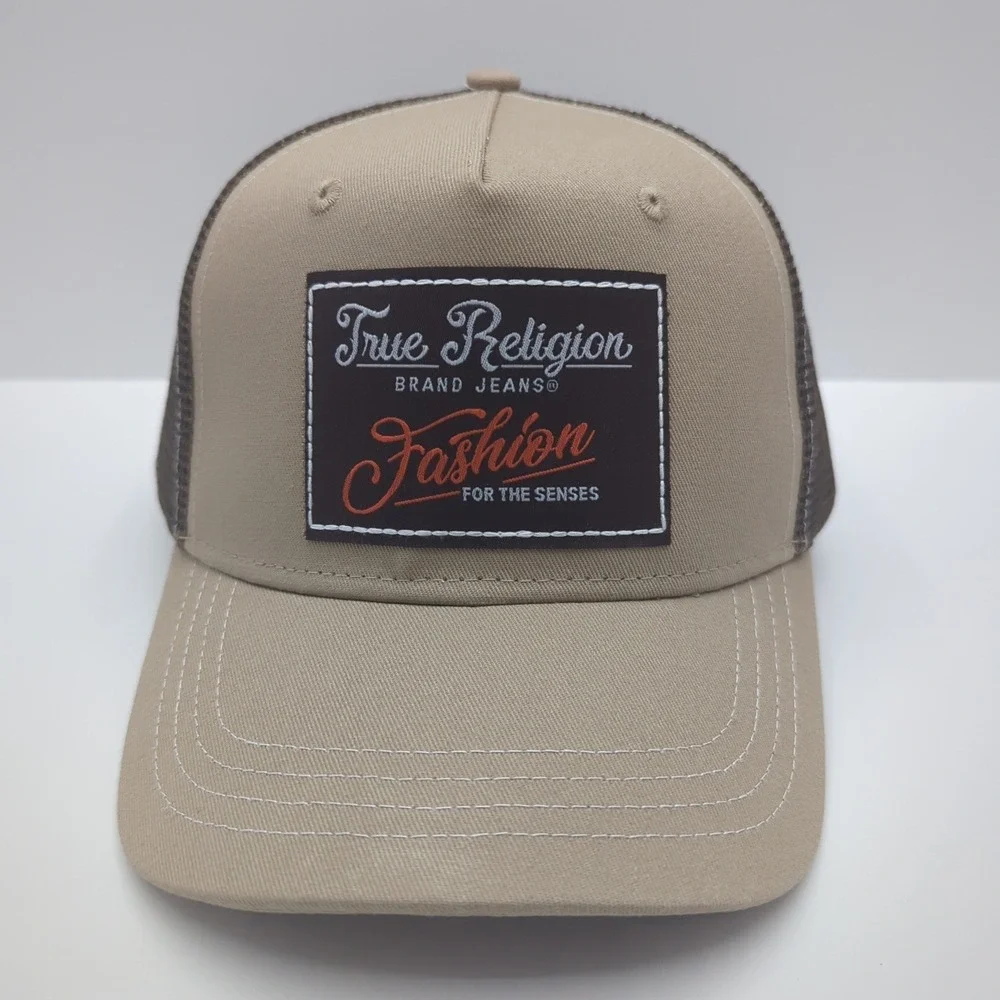 True Religion True Patch Trucker Hat Travertine Tan Brown Snapback TR4232 NEW